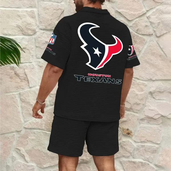 Houston Texans Men’s Waffle Pattern Half Zipper Shirt And Short SPTMWHZSS013 - Image 4