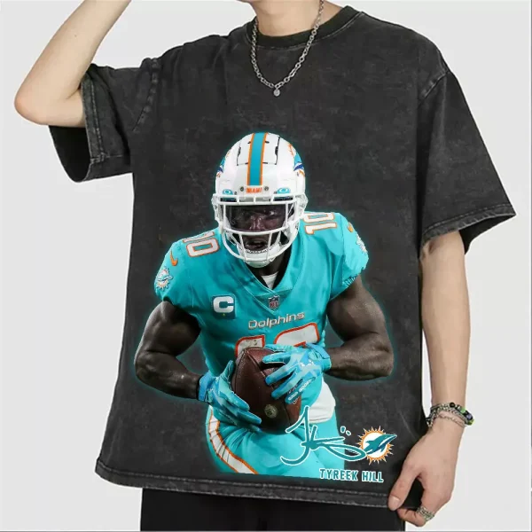 Miami Dolphins Famous Player Washed Tee Shirt SPTVINATGETSHIRT005 - Image 2