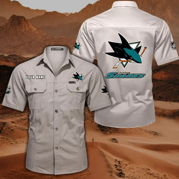 San Jose Sharks DDQQB10490 Military Cargo Cotton Shirts - Image 7