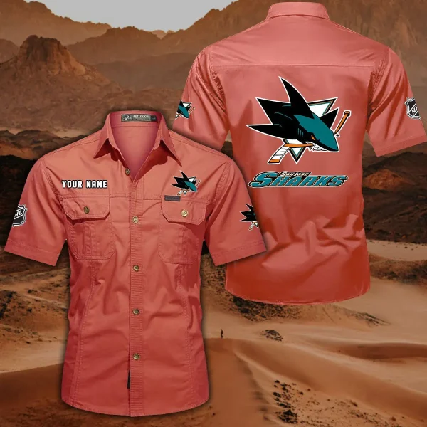 San Jose Sharks DDQQB10490 Military Cargo Cotton Shirts - Image 9