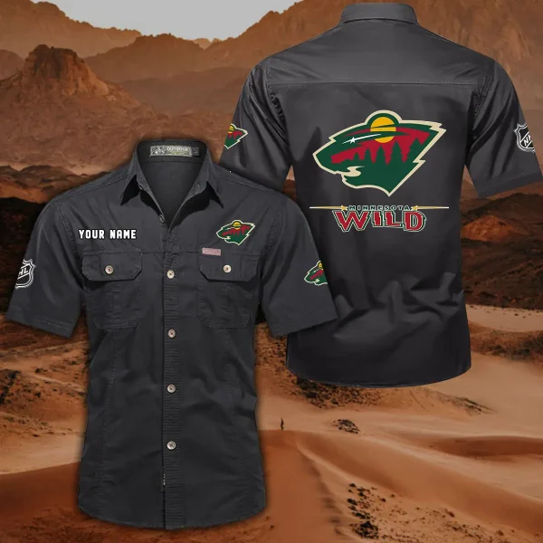 Minnesota Wild DDQQB10481 Military Cargo Cotton Shirts