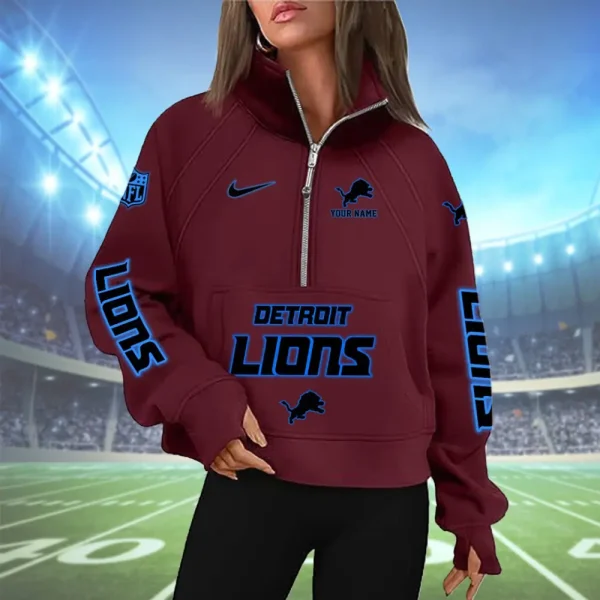 Detroit Lions Woman Half Zip Hoodie XMCLPC29006 - Image 3