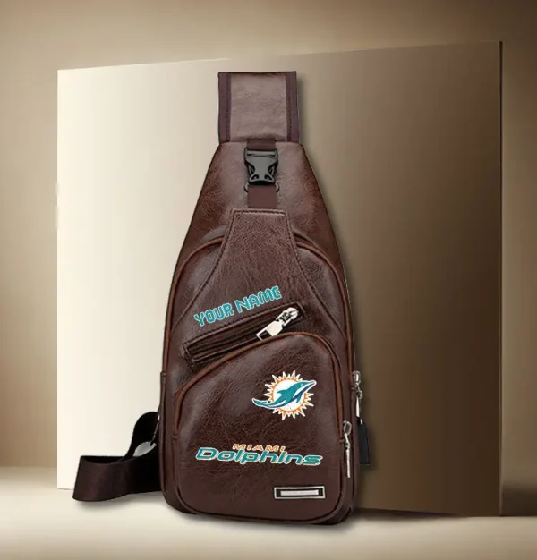 Miami Dolphins Leather Sling Bag SPTLTSLINGBAG014 - Image 2