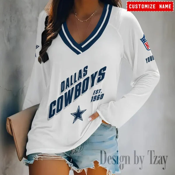 Dallas Cowboys Women Cross-Border Long Sleeve T-Shirt New 2025 BGVPS113