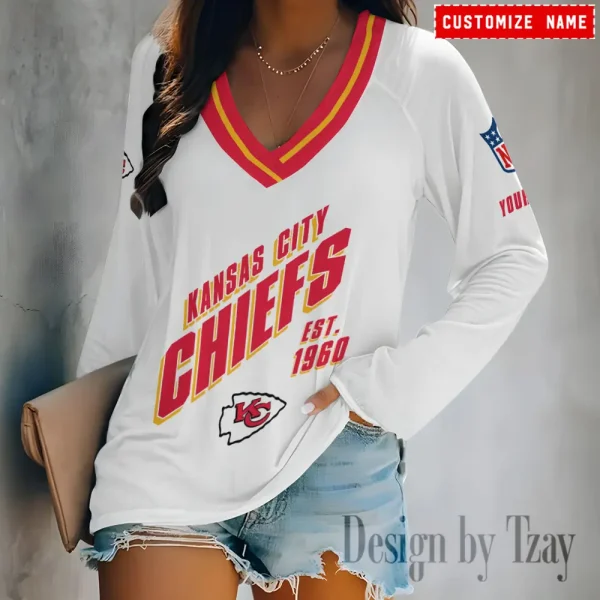 Kansas City Chiefs Women Cross-Border Long Sleeve T-Shirt New 2025 BGVPS120