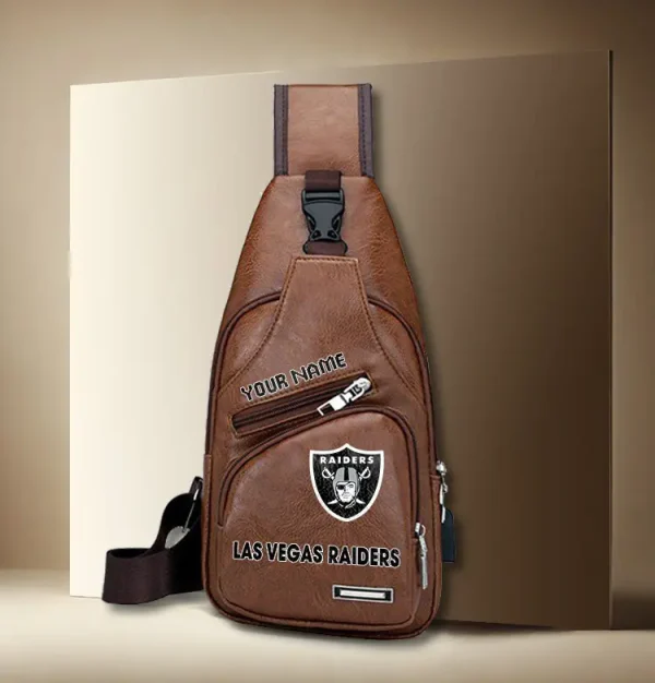 Las Vegas Raiders Leather Sling Bag SPTLTSLINGBAG023 - Image 2