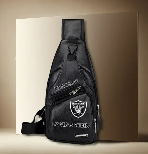 Las Vegas Raiders Leather Sling Bag SPTLTSLINGBAG023 - Image 3