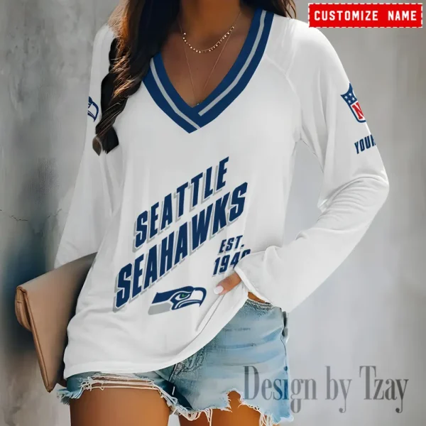 Seattle Seahawks Women Cross-Border Long Sleeve T-Shirt New 2025 BGVPS133