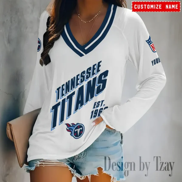 Tennessee Titans Women Cross-Border Long Sleeve T-Shirt New 2025 BGVPS135