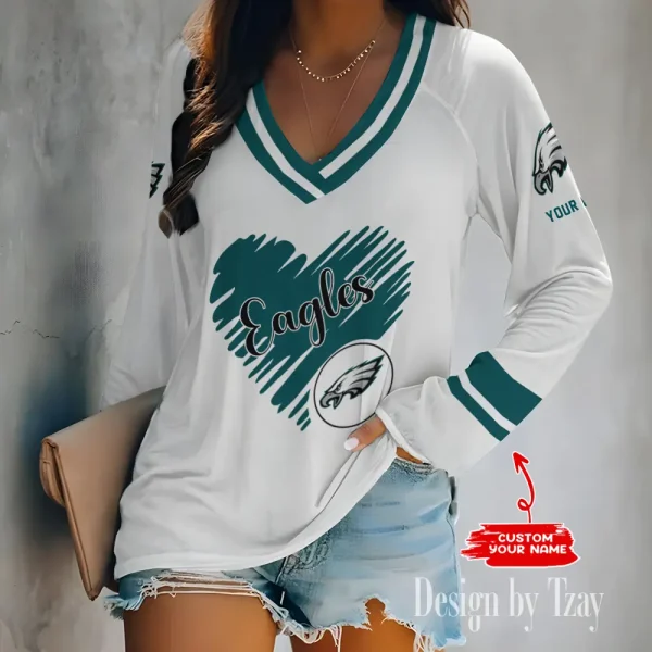 Philadelphia Eagles NFL Women Cross-Border Long Sleeve T-Shirt New 2025 BGVPS142