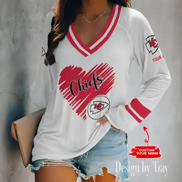 Kansas City Chiefs NFL Women Cross-Border Long Sleeve T-Shirt New 2025 BGVPS161