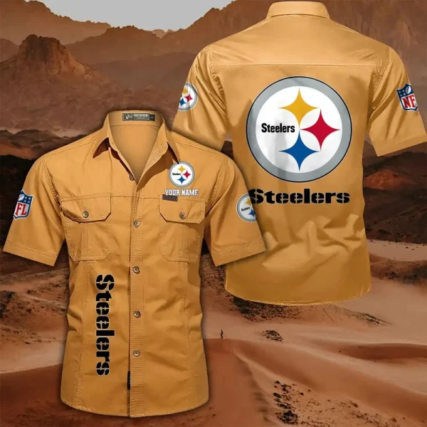 Pittsburgh Steelers Military Cargo Cotton Shirts - Image 2