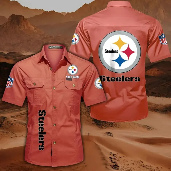 Pittsburgh Steelers Military Cargo Cotton Shirts - Image 3