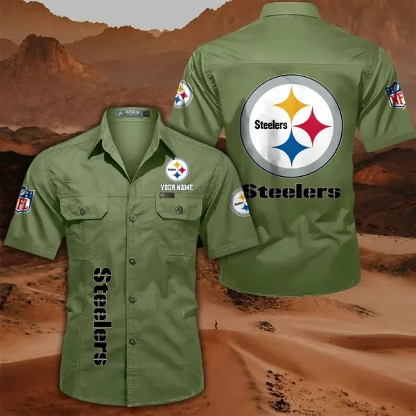 Pittsburgh Steelers Military Cargo Cotton Shirts - Image 4