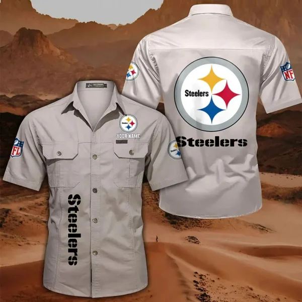 Pittsburgh Steelers Military Cargo Cotton Shirts - Image 5