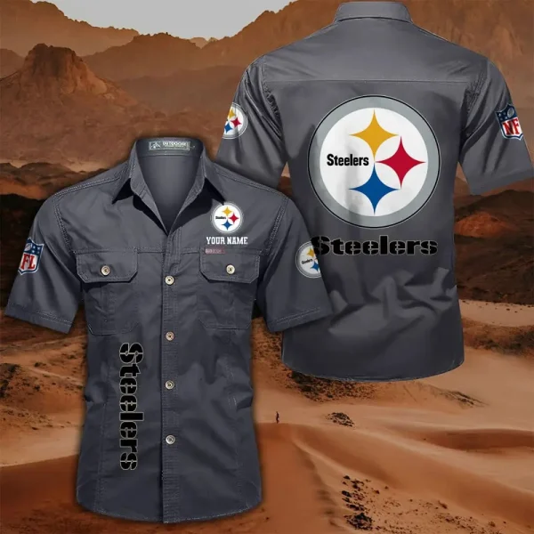 Pittsburgh Steelers Military Cargo Cotton Shirts - Image 7