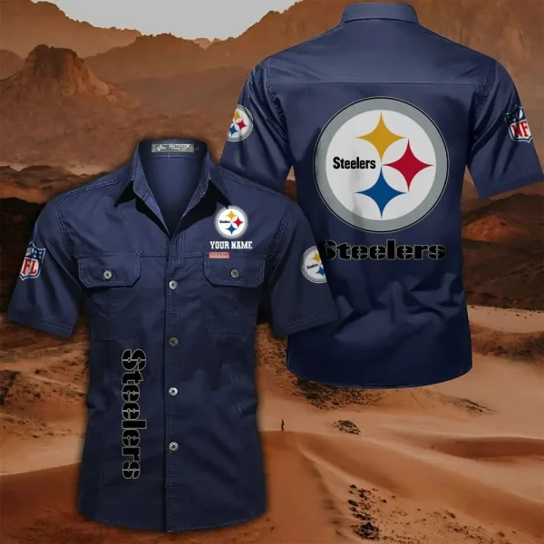 Pittsburgh Steelers Military Cargo Cotton Shirts - Image 9