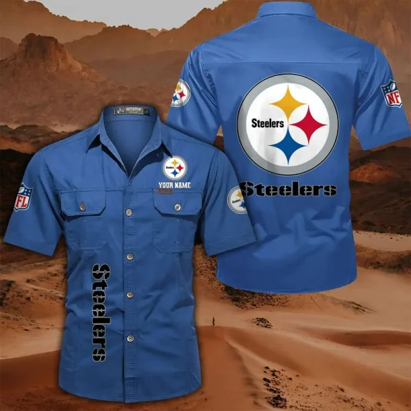 Pittsburgh Steelers Military Cargo Cotton Shirts - Image 10