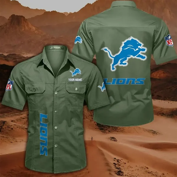Detroit Lions Military Cargo Cotton Shirts - Image 8