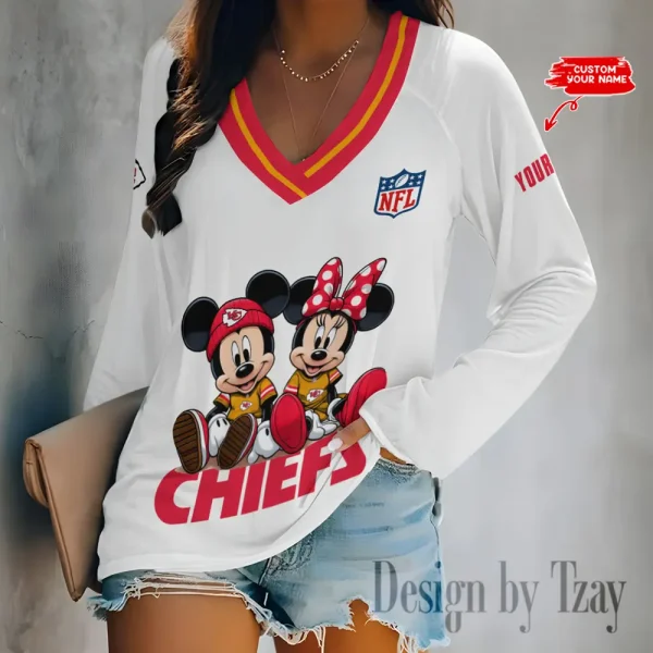 Kansas City Chiefs NFL Women Cross-Border Long Sleeve T-Shirt New 2025 BGVPS166