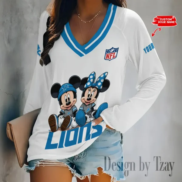 Detroit Lions NFL Women Cross-Border Long Sleeve T-Shirt New 2025 BGVPS170