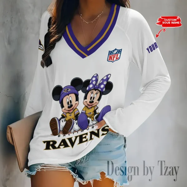 Baltimore Ravens NFL Women Cross-Border Long Sleeve T-Shirt New 2025 BGVPS194