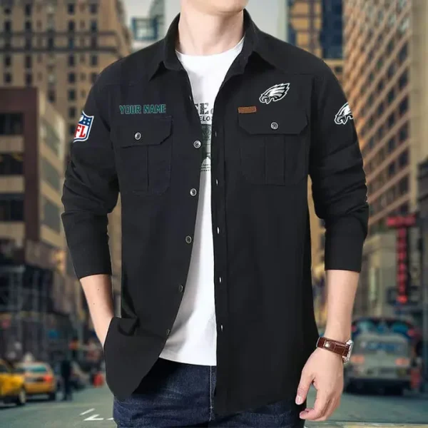 Philadelphia Eagles Men's Long Sleeve Work Shirt SPTMLSWS029 - Image 2