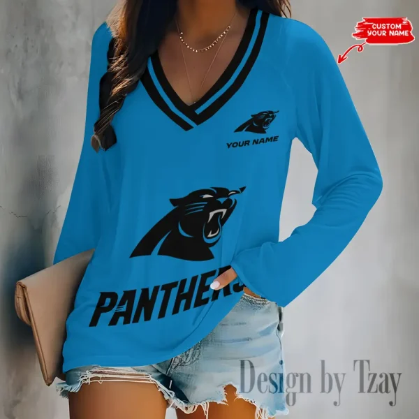 Carolina Panthers NFL Women Cross-Border Long Sleeve T-Shirt New 2025 BGVPS243