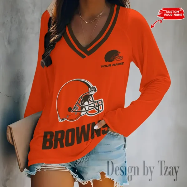 Cleveland Browns NFL Women Cross-Border Long Sleeve T-Shirt New 2025 BGVPS246