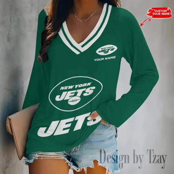 New York Jets NFL Women Cross-Border Long Sleeve T-Shirt New 2025 BGVPS259