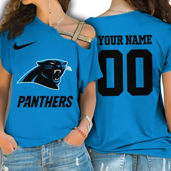 Carolina Panthers Custom Name One Shoulder Shirt