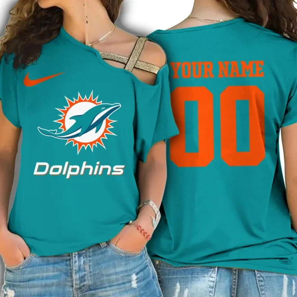 Miami Dolphins Custom Name One Shoulder Shirt