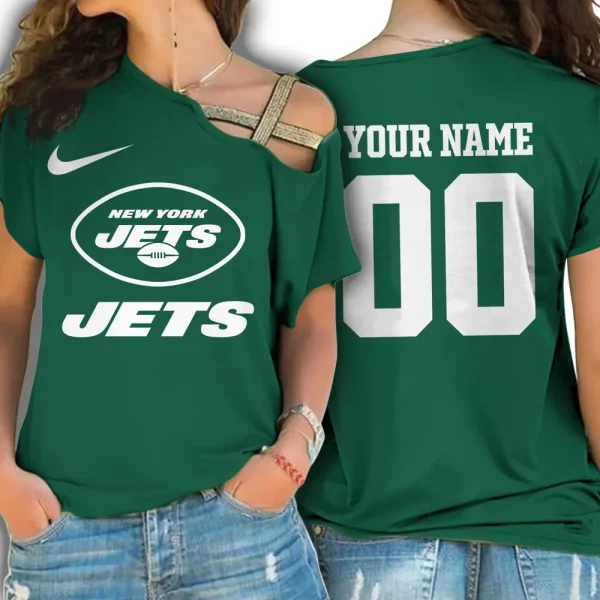 New York Jets Custom Name One Shoulder Shirt