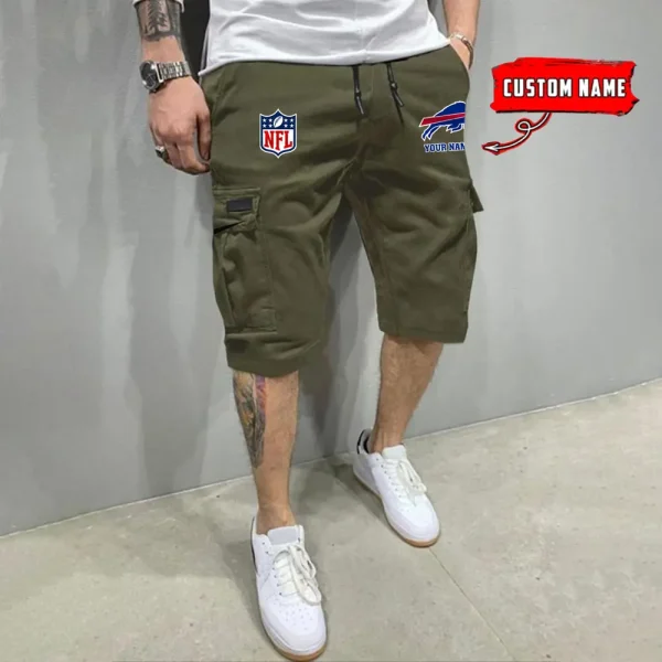 Buffalo Bills Men’s Patched Drawstring Waist Cargo Shorts SPTMPDWCS004 - Image 2