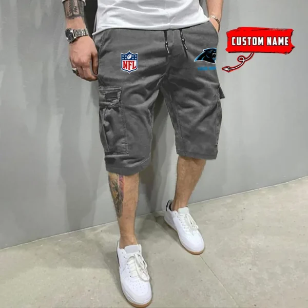Carolina Panthers Men’s Patched Drawstring Waist Cargo Shorts SPTMPDWCS005 - Image 4
