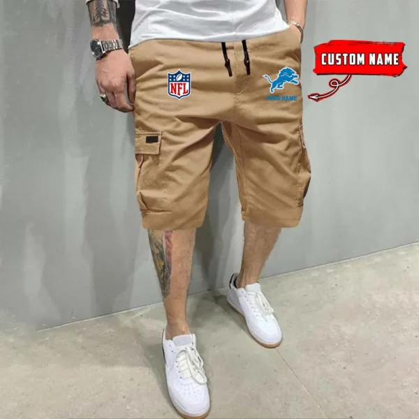 Detroit Lions Men’s Patched Drawstring Waist Cargo Shorts SPTMPDWCS011