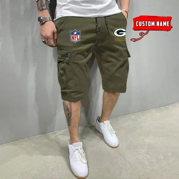 Green Bay Packers Men’s Patched Drawstring Waist Cargo Shorts SPTMPDWCS012