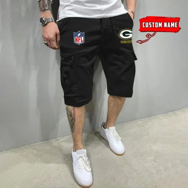 Green Bay Packers Men’s Patched Drawstring Waist Cargo Shorts SPTMPDWCS012 - Image 2