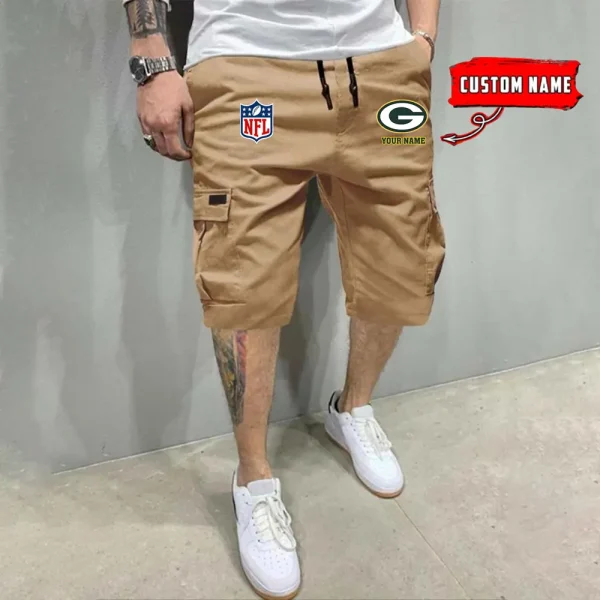 Green Bay Packers Men’s Patched Drawstring Waist Cargo Shorts SPTMPDWCS012 - Image 3