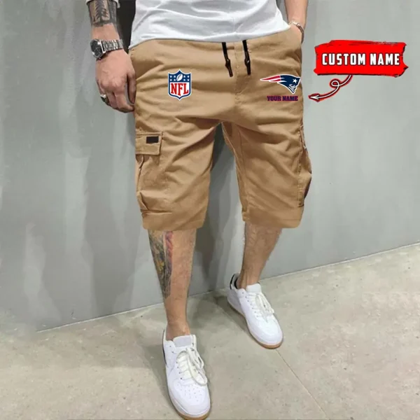 New England Patriots Men’s Patched Drawstring Waist Cargo Shorts SPTMPDWCS022 - Image 4