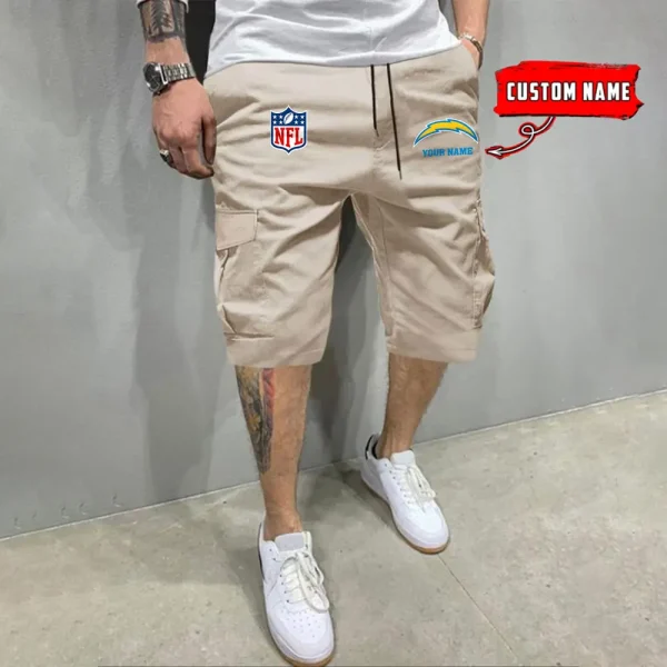 Los Angeles Chargers Men’s Patched Drawstring Waist Cargo Shorts SPTMPDWCS018 - Image 6