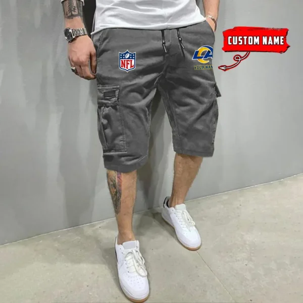Los Angeles Rams Men’s Patched Drawstring Waist Cargo Shorts SPTMPDWCS019 - Image 5