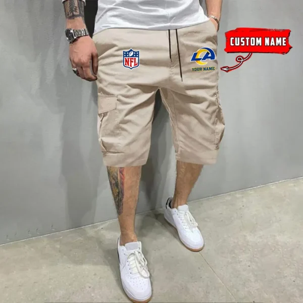 Los Angeles Rams Men’s Patched Drawstring Waist Cargo Shorts SPTMPDWCS019