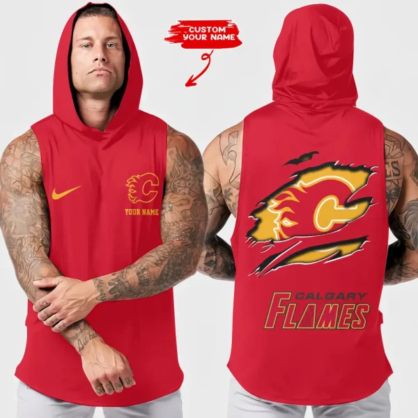 Calgary Flames NHL Sleeveless Pullover Hoodie Trending 2025 AZHTT123 - Image 2