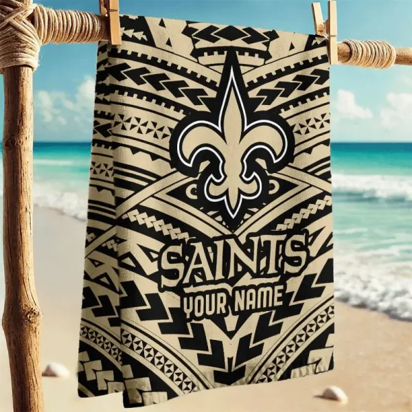 New Orleans Saints New Style Maori Tribal Pattern Beach Towel - Image 2