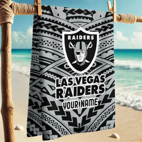 Las Vegas Raiders New Style Maori Tribal Pattern Beach Towel - Image 2