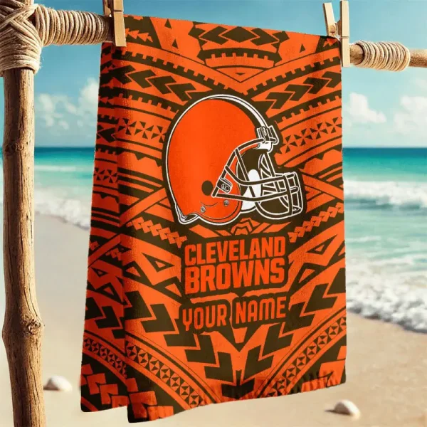 Cleveland Browns New Style Maori Tribal Pattern Beach Towel - Image 2