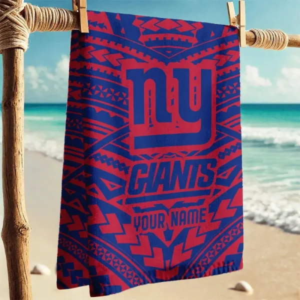 New York Giants New Style Maori Tribal Pattern Beach Towel - Image 2
