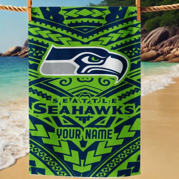 Seattle Seahawks New Style Maori Tribal Pattern Beach Towel