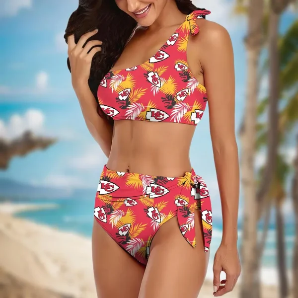 Kansas City Chiefs Women’s One-shoulder Two Piece Swimsuit Set - Image 3